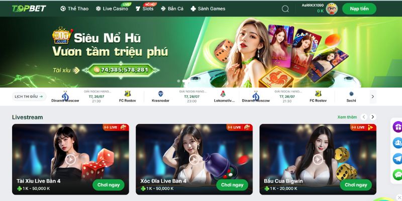 Danh sách trò chơi siêu hấp dẫn tại TOPBET